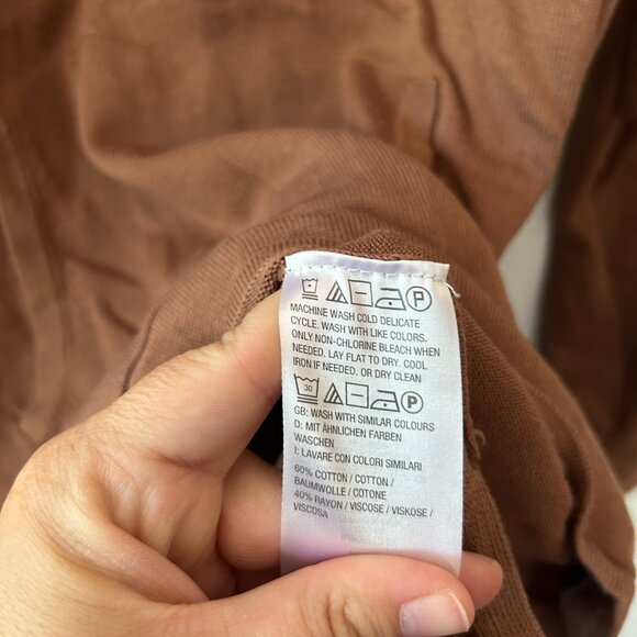 IsaacMizrahiLive Sweater Womens Large Brown Hooded Knit Pullover Pockets - Picture 4 of 5